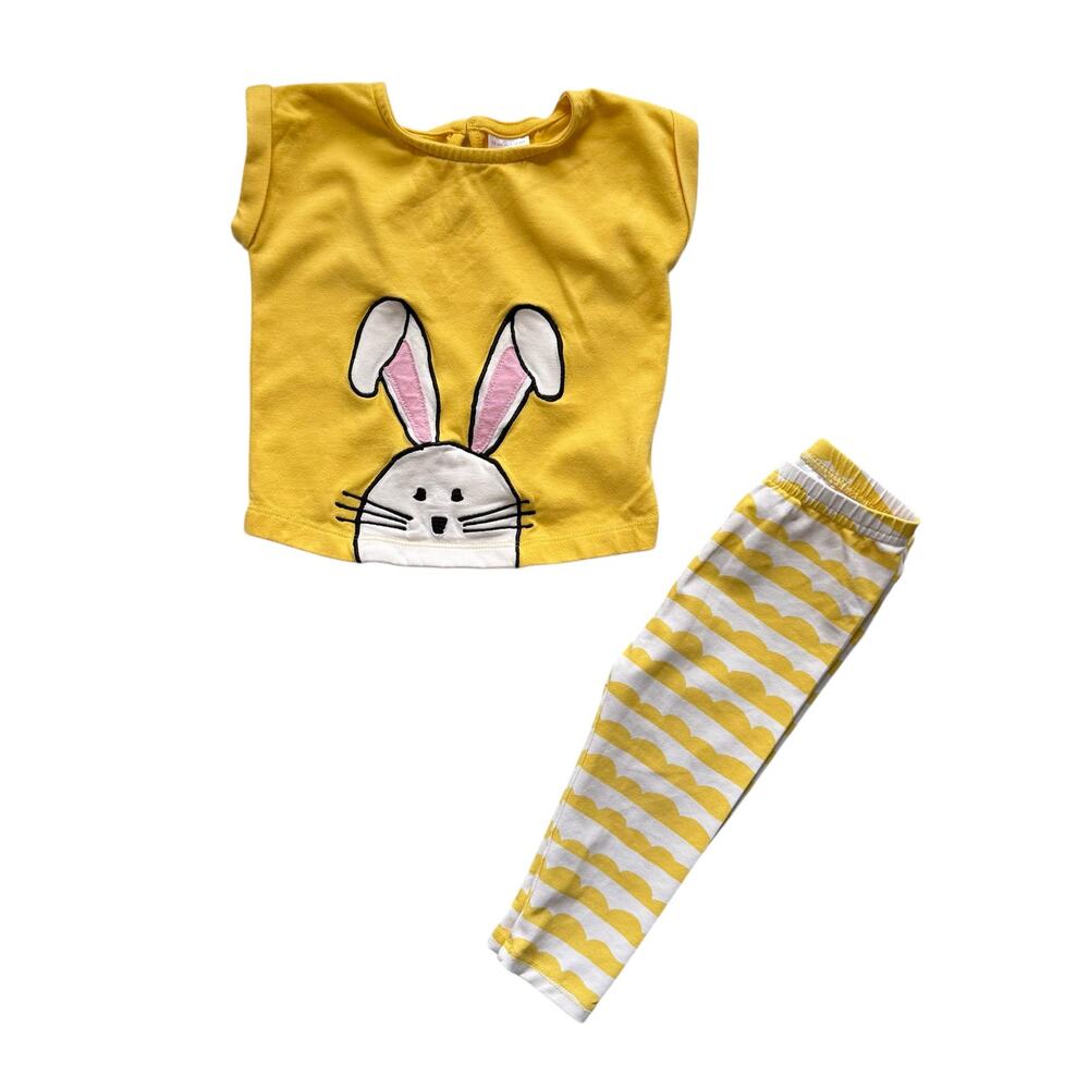Hanna Andersson Bunny Tee + Leggings Outfit Size 6-12m